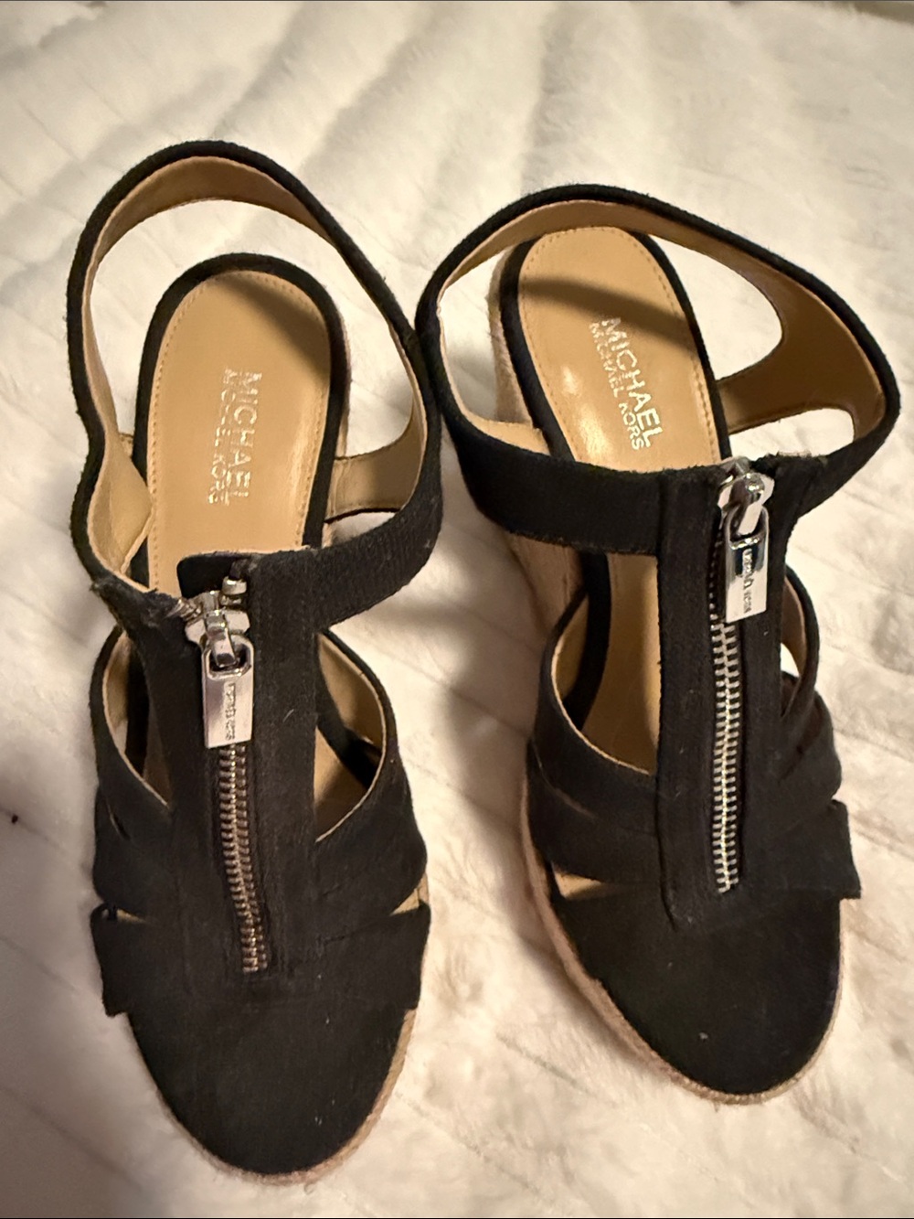 Michael Kors Black Front-Zip Women's Wedge